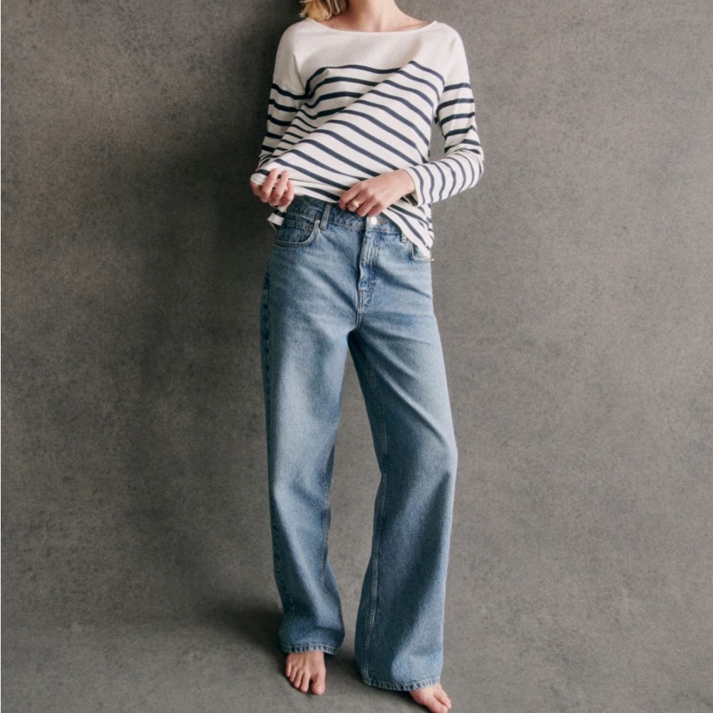 Sezane Noan Mariniere Breton striped long sleeve top Sz S